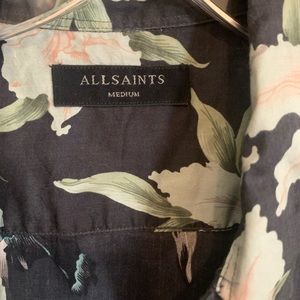All Saints mens navy floral button down shirt